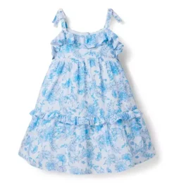Janie and Jack Dresses-Floral Ruffle Dress kingfisher blue floral