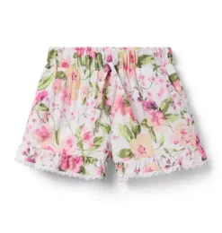 Janie and Jack Matching Sets|Skirts & Shorts-Floral Ruffle Short jet ivory floral