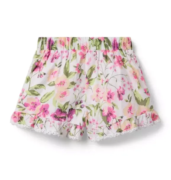 Janie and Jack Matching Sets|Skirts & Shorts-Floral Ruffle Short jet ivory floral
