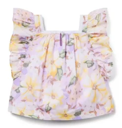 Janie and Jack Matching Sets|Short Sleeve Tops-Floral Ruffle Sleeve Top lavish lilac floral