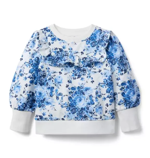 Janie and Jack Sweaters & Sweatshirts-Floral Ruffle Sweatshirt blue reef floral