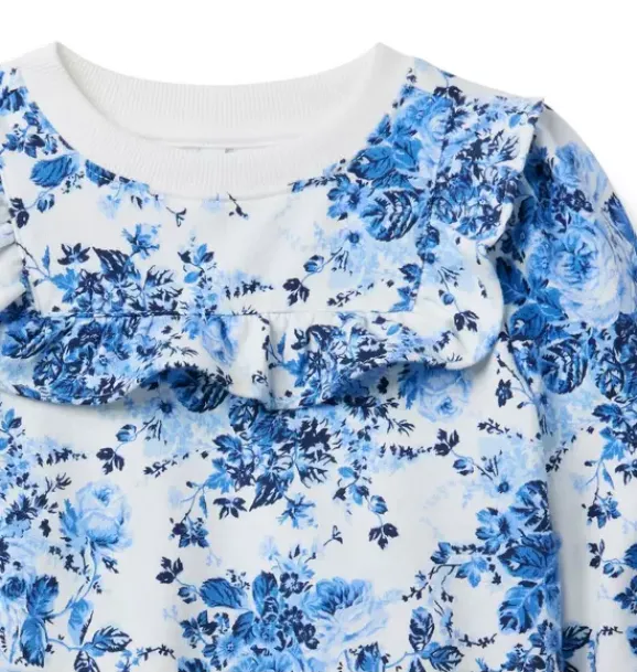 Janie and Jack Sweaters & Sweatshirts-Floral Ruffle Sweatshirt blue reef floral