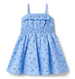 Janie and Jack Dresses-Floral Smocked Dress blue bead floral