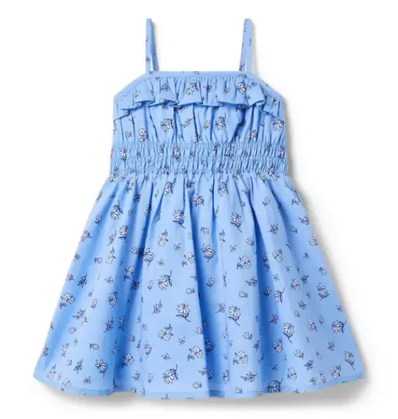 Janie and Jack Dresses-Floral Smocked Dress blue bead floral