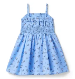 Janie and Jack Dresses-Floral Smocked Dress blue bead floral