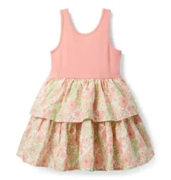Janie and Jack Dresses-Floral Tiered Dress rosy coral floral