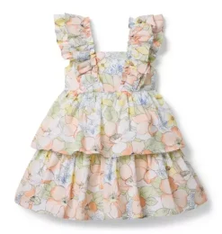 Janie and Jack Dresses|Swim Outfits-Floral Tiered Dress white floral