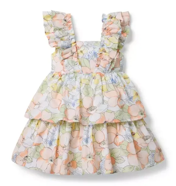 Janie and Jack Dresses|Swim Outfits-Floral Tiered Dress white floral