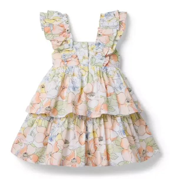 Janie and Jack Dresses|Swim Outfits-Floral Tiered Dress white floral