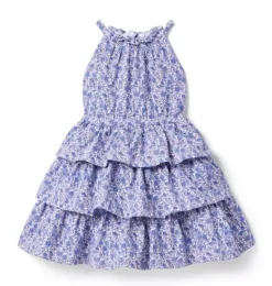 Janie and Jack Dresses-Floral Tiered Ruffle Dress violet floral