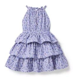Janie and Jack Dresses-Floral Tiered Ruffle Dress violet floral