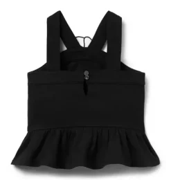 Janie and Jack Sleeveless Tops-Flower Peplum Top jj black