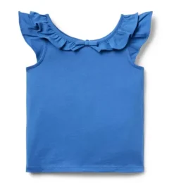 Janie and Jack Sleeveless Tops-Flutter Sleeve Bow Top surf blue