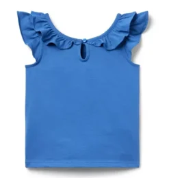 Janie and Jack Sleeveless Tops-Flutter Sleeve Bow Top surf blue