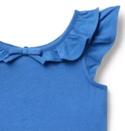 Janie and Jack Sleeveless Tops-Flutter Sleeve Bow Top surf blue