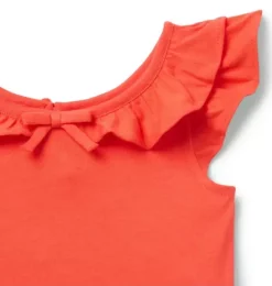 Janie and Jack Sleeveless Tops-Flutter Sleeve Bow Top vibrant poppy