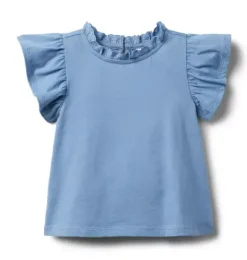 Janie and Jack Short Sleeve Tops-Flutter Sleeve Top deep sapphire