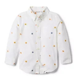 Janie and Jack Shirts-Football Poplin Shirt jet ivory football