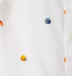 Janie and Jack Shirts-Football Poplin Shirt jet ivory football