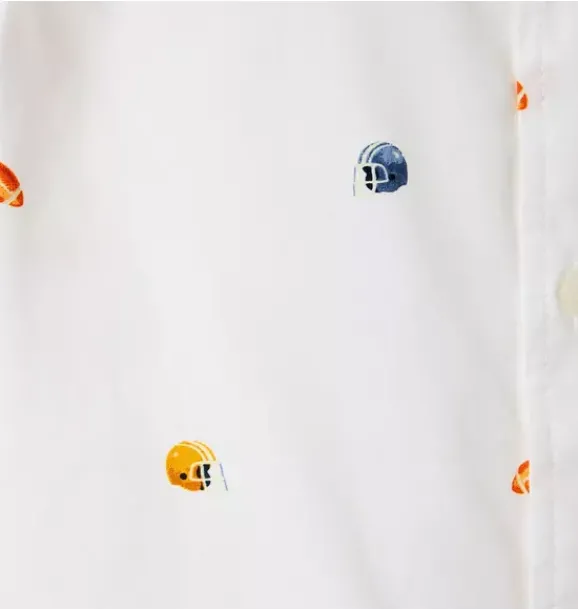 Janie and Jack Shirts-Football Poplin Shirt jet ivory football