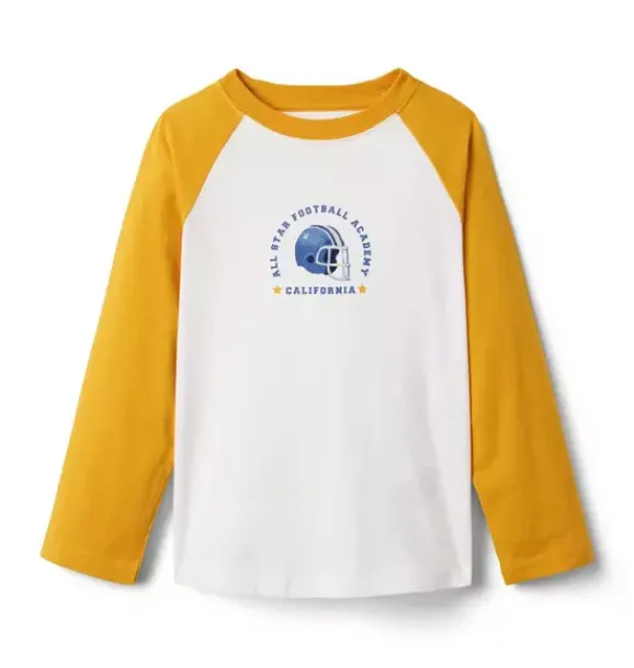 Janie and Jack Tees-Football Raglan Tee golden yellow