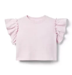 Janie and Jack Sweaters & Sweatshirts|Short Sleeve Tops-French Terry Ruffle Top pink dream heather