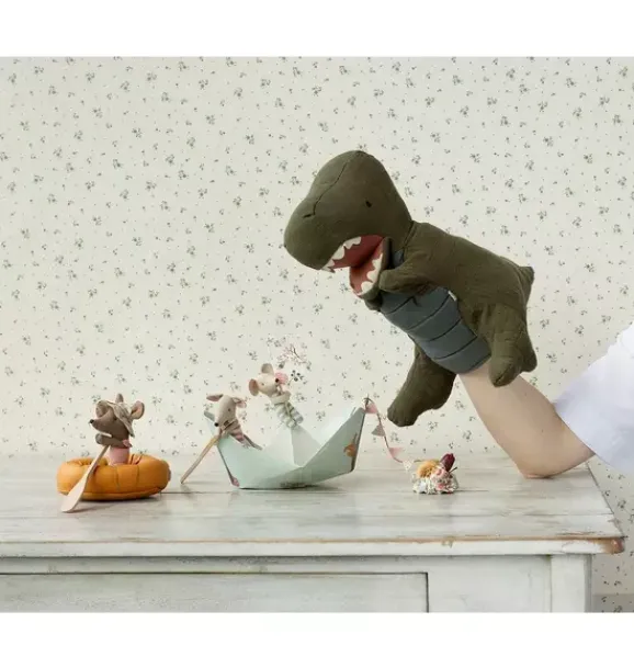 Janie and Jack Stuffed Animals-Gantosaurus Rex, Hand Puppet green