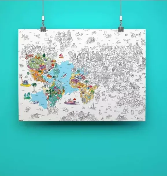 Janie and Jack Art Supplies|Playroom-Giant Coloring Poster Atlas blue-green