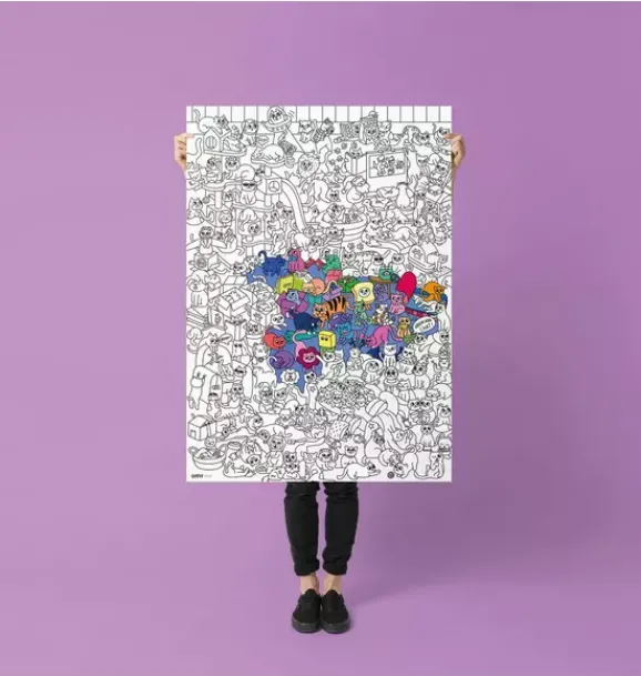 Janie and Jack Art Supplies|Playroom-Giant Coloring Poster Kitty purple