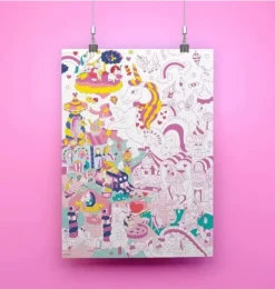Janie and Jack Art Supplies|Playroom-Giant Coloring Poster Unicorn pink