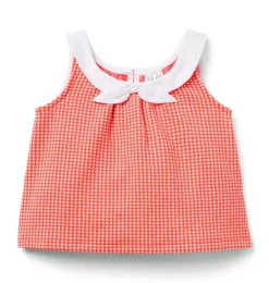 Janie and Jack Matching Sets|Sleeveless Tops-Gingham Bow Top vibrant poppy gingham