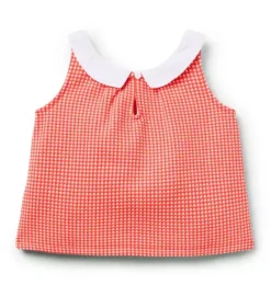 Janie and Jack Matching Sets|Sleeveless Tops-Gingham Bow Top vibrant poppy gingham