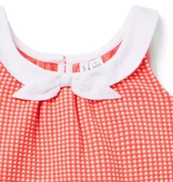 Janie and Jack Matching Sets|Sleeveless Tops-Gingham Bow Top vibrant poppy gingham