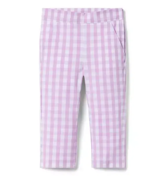 Janie and Jack Pants|Matching Sets-Gingham Canvas Pant alpine purple gingham