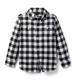 Janie and Jack Shirts-Gingham Flannel Shirt black gingham