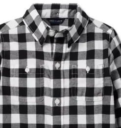 Janie and Jack Shirts-Gingham Flannel Shirt black gingham