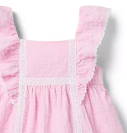 Janie and Jack Dresses-Gingham Flutter Sleeve Dress periwinkle pink gingham