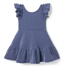 Janie and Jack Dresses-Gingham Jacquard Tiered Dress deep sapphire gingham