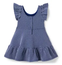 Janie and Jack Dresses-Gingham Jacquard Tiered Dress deep sapphire gingham