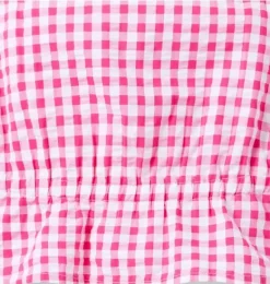 Janie and Jack Sleeveless Tops-Gingham Peplum Top pink melon gingham