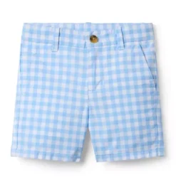 Janie and Jack Shorts-Gingham Poplin Short breezy blue gingham