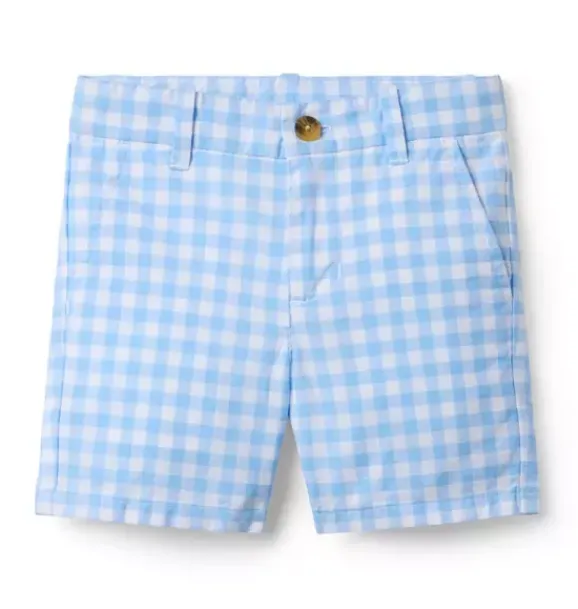 Janie and Jack Shorts-Gingham Poplin Short breezy blue gingham