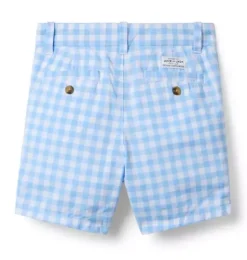 Janie and Jack Shorts-Gingham Poplin Short breezy blue gingham