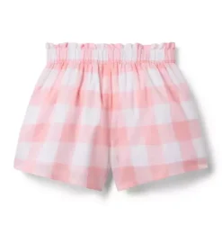 Janie and Jack Skirts & Shorts|Matching Sets-Gingham Ruffle Pocket Short dainty pink gingham