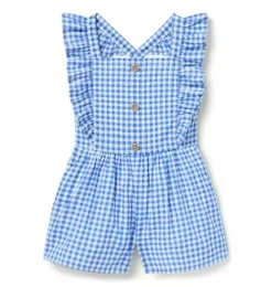 Janie and Jack Rompers & Jumpsuits-Gingham Ruffle Romper surf blue gingham