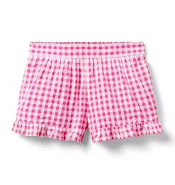 Janie and Jack Skirts & Shorts-Gingham Ruffle Short pink melon gingham