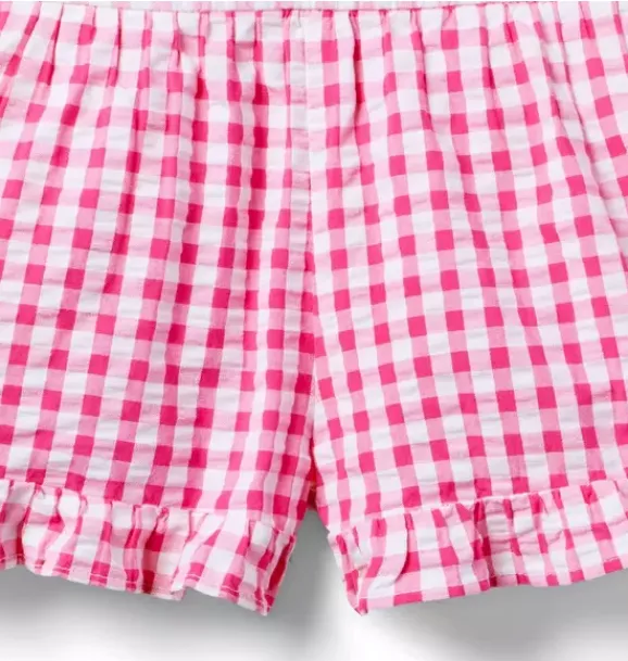 Janie and Jack Skirts & Shorts-Gingham Ruffle Short pink melon gingham
