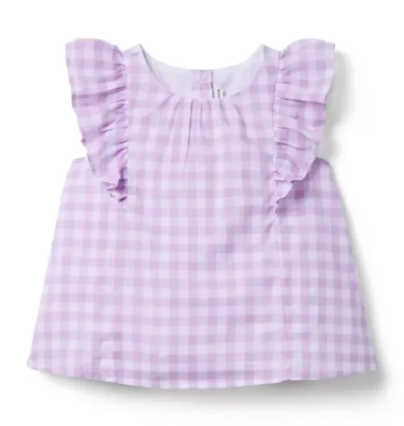 Janie and Jack Matching Sets|Sleeveless Tops-Gingham Ruffle Top alpine purple gingham