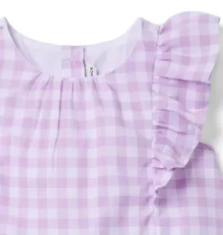 Janie and Jack Matching Sets|Sleeveless Tops-Gingham Ruffle Top alpine purple gingham