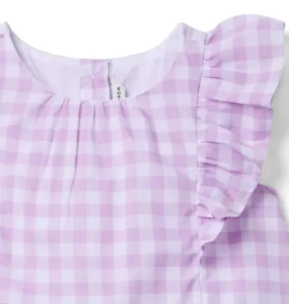 Janie and Jack Matching Sets|Sleeveless Tops-Gingham Ruffle Top alpine purple gingham